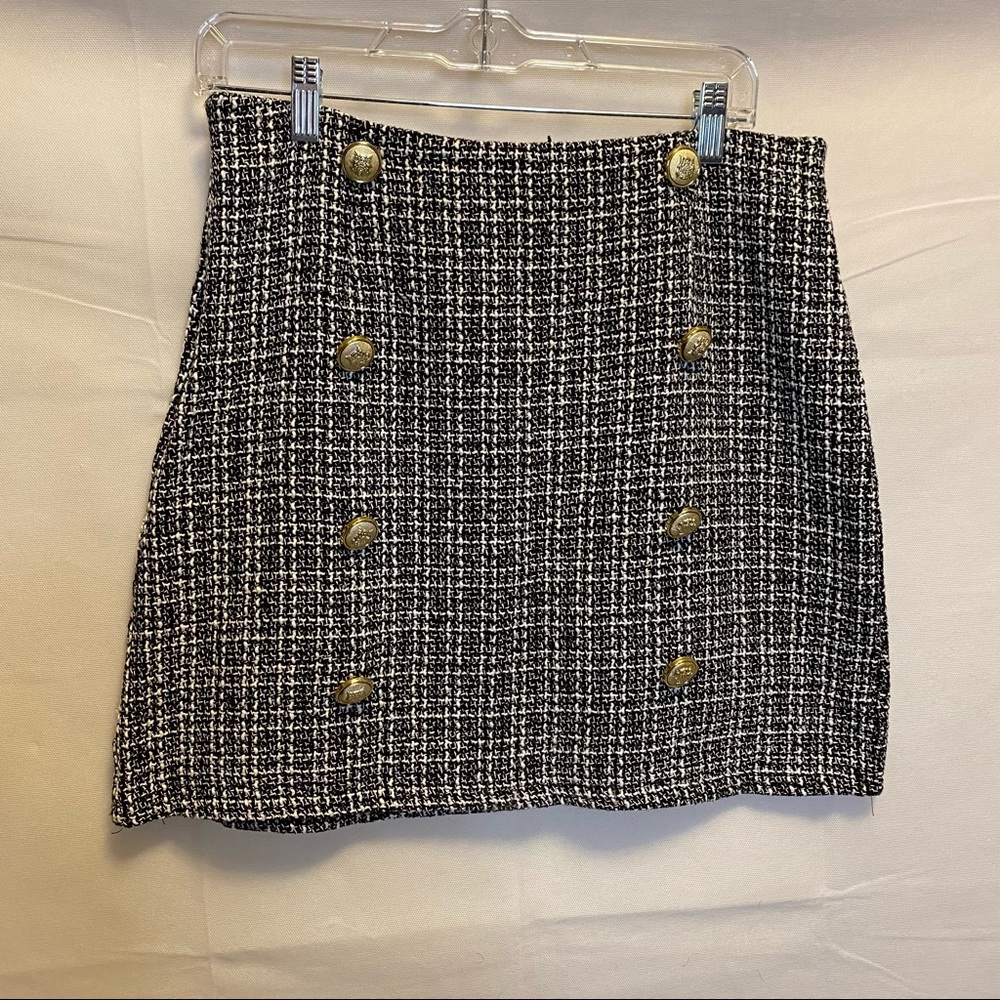 SHEIN Tweed Skirt - Black & White - Size Large